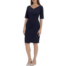 Maggy London Faux Wrap Sheath Dress - Navy