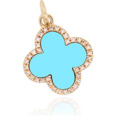 The Lovery Clover Charm - Gold/Turquoise/Diamonds
