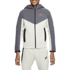 S Oberteile Nike Older Kid's Sportswear Tech Fleece Full-Zip Hoodie - Dark Grey/Light Bone/Black/Light British Tan