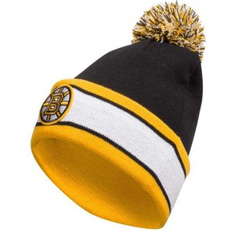 Manchester United FC Beanies Adidas Men's Black Boston Bruins Team Stripe Cuffed Knit Hat with Pom