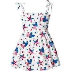 Children's Clothing Verugu Girl's American Flag Princess Sundress Fall Dress - Blue