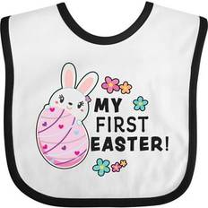 Inktastic My First Easter with Bunny Behind Egg in Black Baby Bib