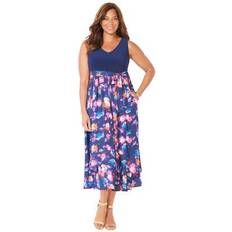 Dresses Catherines Plus Women's Fit & Flare Flyaway Dress in Blue Floral Size 1X