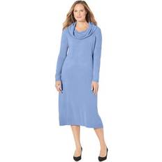 Dresses Catherines Plus Women's Cashmiracle Cowl Neck Pullover Sweater Dress in French Blue Size 4X
