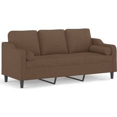 vidaXL Fabric Brown Sofa 198cm 3-Sitzer