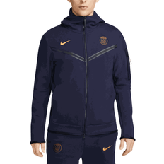 Baumwolle - Herren - Outdoorjacken Nike Paris Saint-Germain Tech Fleece Windrunner Jacket Men - Blackened Blue/Gold Suede