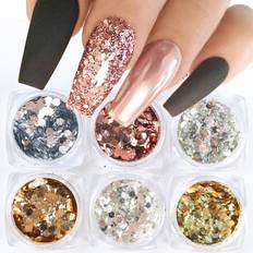 Negledekorasjon & Negleklistremerker Otego 6st nagelglitter glitter Nageldekorationer