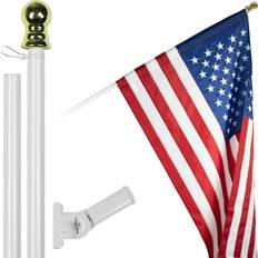 Flagpole Parts G128 Feet Tangle Free Spinning Flagpole White/Silver American Flag