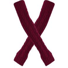 Jiyugala Fingerless Knitted Arm Sleeves Mittens - Wine