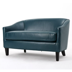 Green leather sofa Christopher Knight Home Justine Faux Leather Teal Sofa 48.8" 2 Seater