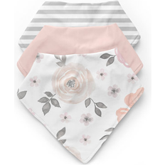 Accessories on sale Sweet Jojo Designs Watercolor Floral Pink and Grey Fabric Bandana Baby Bibs 3 Pack
