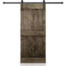 Doors Calhome 36 84 Mid-Bar Dark Coffee DIY Knotty Pine Interior Barn With Hardware Kit Sliding Door (x)