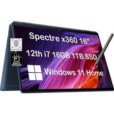 HP Spectre X360 2-in-1 Business (16" 3K QHD+ Touchscreen, Intel 14-Core i7-12700H, 16GB RAM, 1TB SSD, IST Stylus) Long Battery Life, Fingerprint, Backlit, Thunderbolt 4, Wi-Fi 6E, Win 11 Home