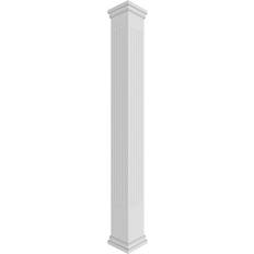 Columns Ekena Millwork 8 W H Craftsman Classic Square Non-Tapered Fluted Column Kit Prairie Capital & Prairie Base