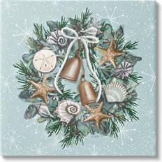 Framed Art Stupell Industries Nautical Holiday Wreath Canvas Wall Framed Art