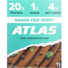 Protein Powders Atlas Bar, Grass-Fed Whey Protein Bar, Mint Chocolate Chip, 12