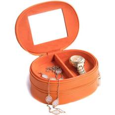 Orange Jewelry Storage Bey-Berk Lizard Leather 2-Level Jewelry Case