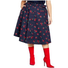 City Chic Blue - Women Skirts City Chic Women's Siena Skirt Navy strawberry print