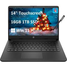 Laptops HP 2024 Latest 14 Laptop (14" HD Touchscreen, AMD Ryzen 3 5300U, 16GB RAM, 1TB SSD, (Beats i5-11300H)) Student & Business, Long Battery Life, Webcam, Type-C, HDMI, IST Pen, Win 11 Home, Black