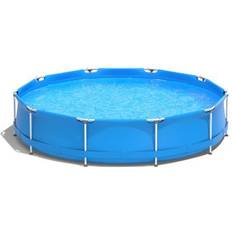 Inflatable Pools Costway Round Above Ground Swimming Pool With Pool Cover-Blue