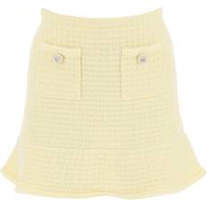 Women - Yellow Skirts Self-Portrait Self Portrait "Knitted Mini Skirt With Jewel Buttons