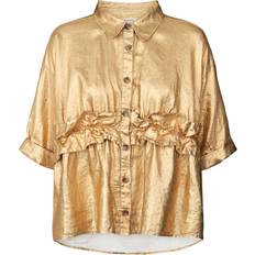 Dame - Gull Bluser Rabens Saloner Midas Gold Blouse Paige Kvinde Toppe hos Magasin