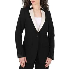 Burberry Black - Women Jackets Burberry Ladies Black Silk Panel Wool Tailored Jacket, Brand US 8
