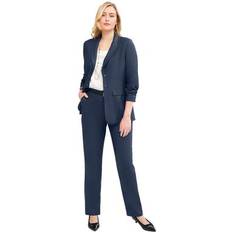 Women Suits Jessica London Plus Women's 2-Piece Stretch Crepe Single-Breasted Pantsuit in Navy Size W Set