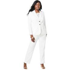 White - Women Suits Jessica London Plus Women's 2-Piece Stretch Crepe Single-Breasted Pantsuit in White Size W Set