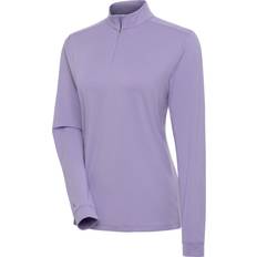 Purple - Women Polo Shirts Antigua Women's Finish Long Sleeve 1/4 Zip Violet Tulip