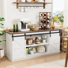 Sliding Doors Sideboards Shahoo Farmhouse White/Brown Sideboard 58x27.6"