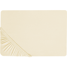 Leinen Bettlaken Beliani Classic Fitted Edging Bed Sheet Beige