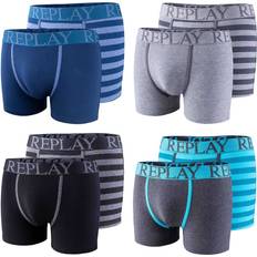 Replay Unterwäsche Replay 2er Pack Boxershorts Style 03 gestreift black/dark grey mel. Schwarz