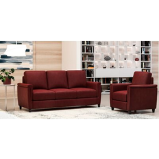 Hokku Designs Rambrij Wine Genuine Leather Sofa 79" 2 4 Seater