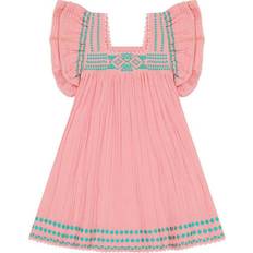 Mer St. Barth Kid's Serena Tassel Dress - Pink Sorbet Embroidery