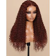 Brown Extensions & Wigs UNice Bye-Bye Knots 7x5 Glueless Lace Curly Wig 14 inch Reddish Brown