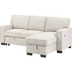 Lilola Home Estelle Fabric Reversible Sleeper Sectional Beige Sofa 86.5" 3 Seater