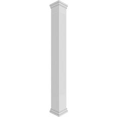 Columns Ekena Millwork 8 Craftsman Classic Square Non-Tapered Fluted Column Kit Prairie Prairie Base