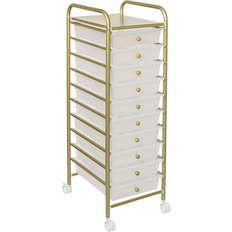 Furniture Honey Can Do Rolling Cart Gold/White Trolley Table 13x15"