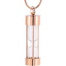 Constantlife Hourglass Cremation Ashes Urn Necklace - Rose Gold/Transparent