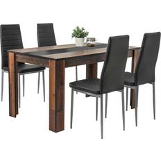 Tische Helene Black/Brown Tischgruppe 80x140cm 5Stk.