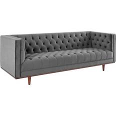 modway Elation Tufted Gray Sofa 90.5" 3 Seater