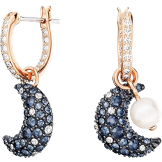 Swarovski Black Jewelry Swarovski Luna Drop Earrings - Rose Gold/Pearl/Transparent