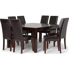 Simpli Home Acadian Tanners Brown Dining Set 54x54" 9