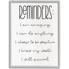 Stupell Positive Self Care Affirmation Reminders Gray Framed Art 24x30"