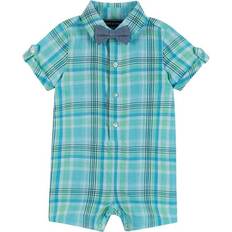 Andy & Evan Infant Plaid Poplin Shirtall - Blue and Green