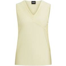 Hugo Boss Women Tops Hugo Boss Women's V-Neck Sleeveless Jersey Top Open Yellow