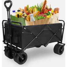 Utility Wagons PACBEAR Folding Wagon Carts With Adjustable Handle/collapsible Beach Wagon with Big Wheels