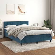 140 cm Betten-Sets vidaXL kontinentalseng med madras fløjl mørkeblå Sengesæt