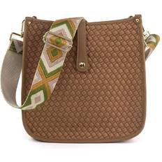 Threaded Pear Lea Woven Courier Bag - Brown